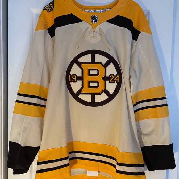 Jeremy Swayman - Men's Boston Bruins Cream 100th Anniversary Authentic Jersey - Picture 2 of 5
